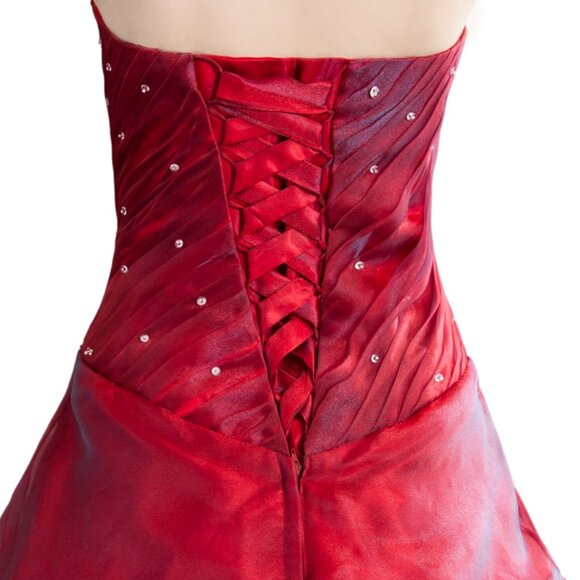 Vtg Rose Applique US 6 Corset Bodice Sequin Prom Gown Dress - Picture 4 of 5